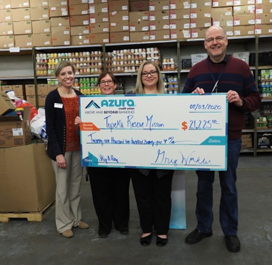 Azura check presentation to homeless shelter