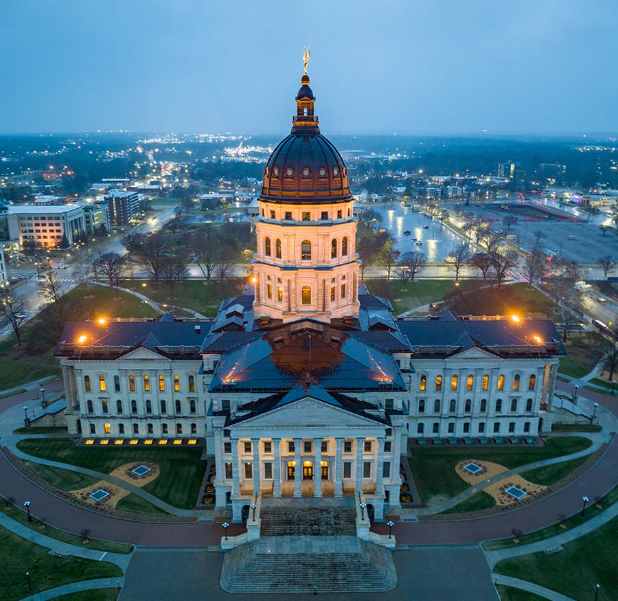 State of Kansas Capital building in Topeka Kansas