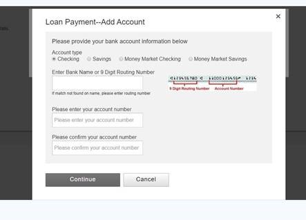 loan payment add account information